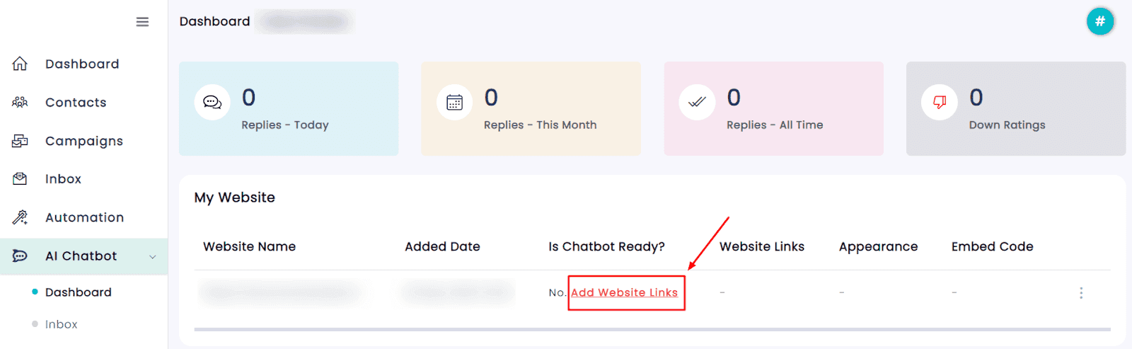 robofy chatbot dashboard