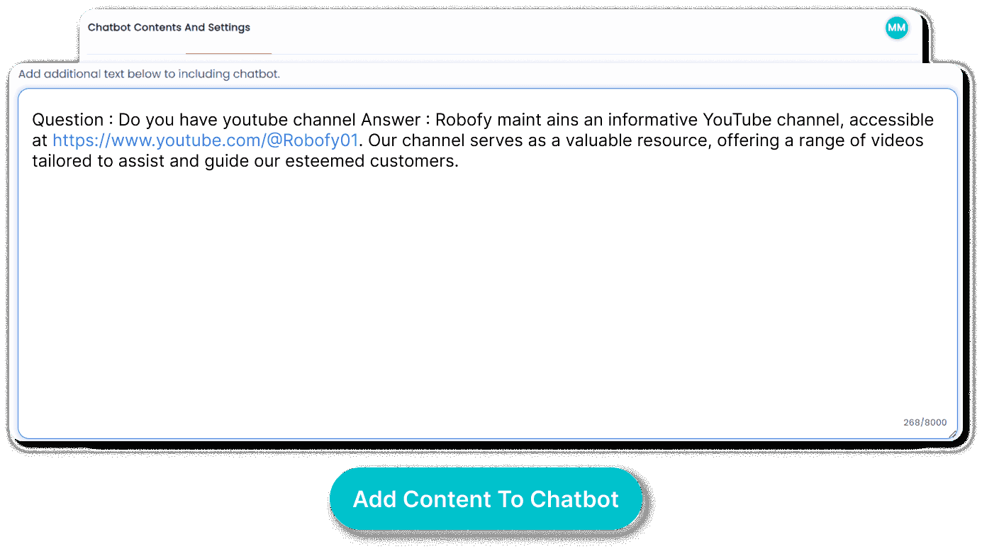 add content to chatbot