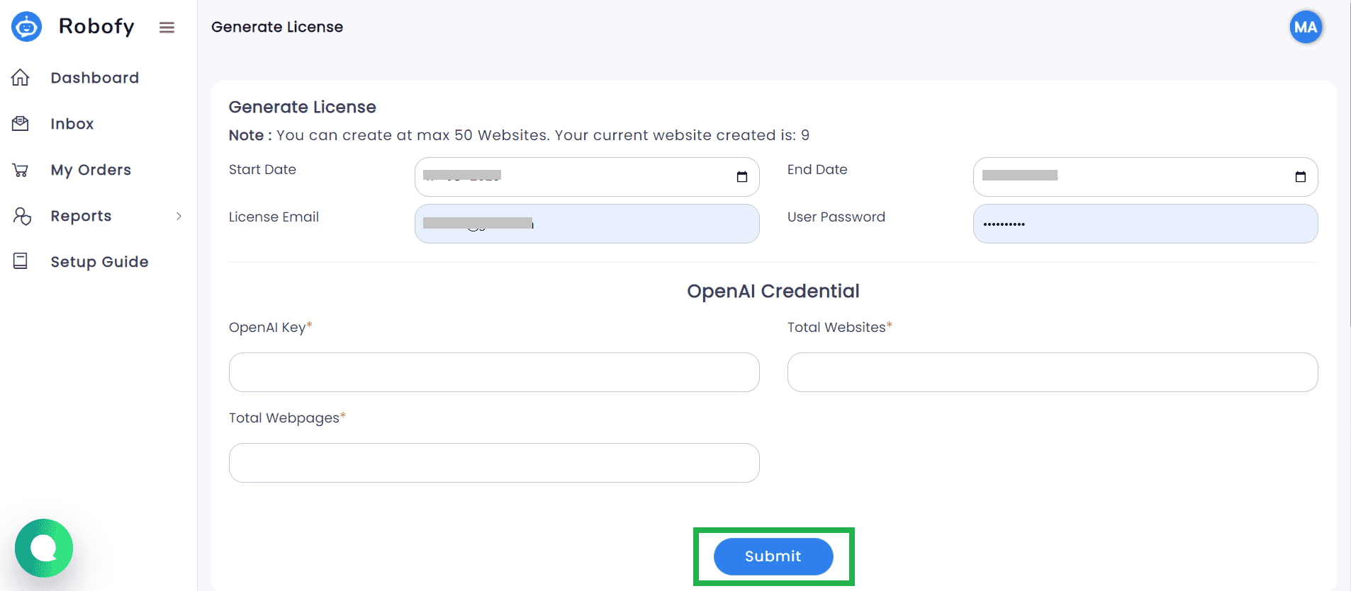 generate license